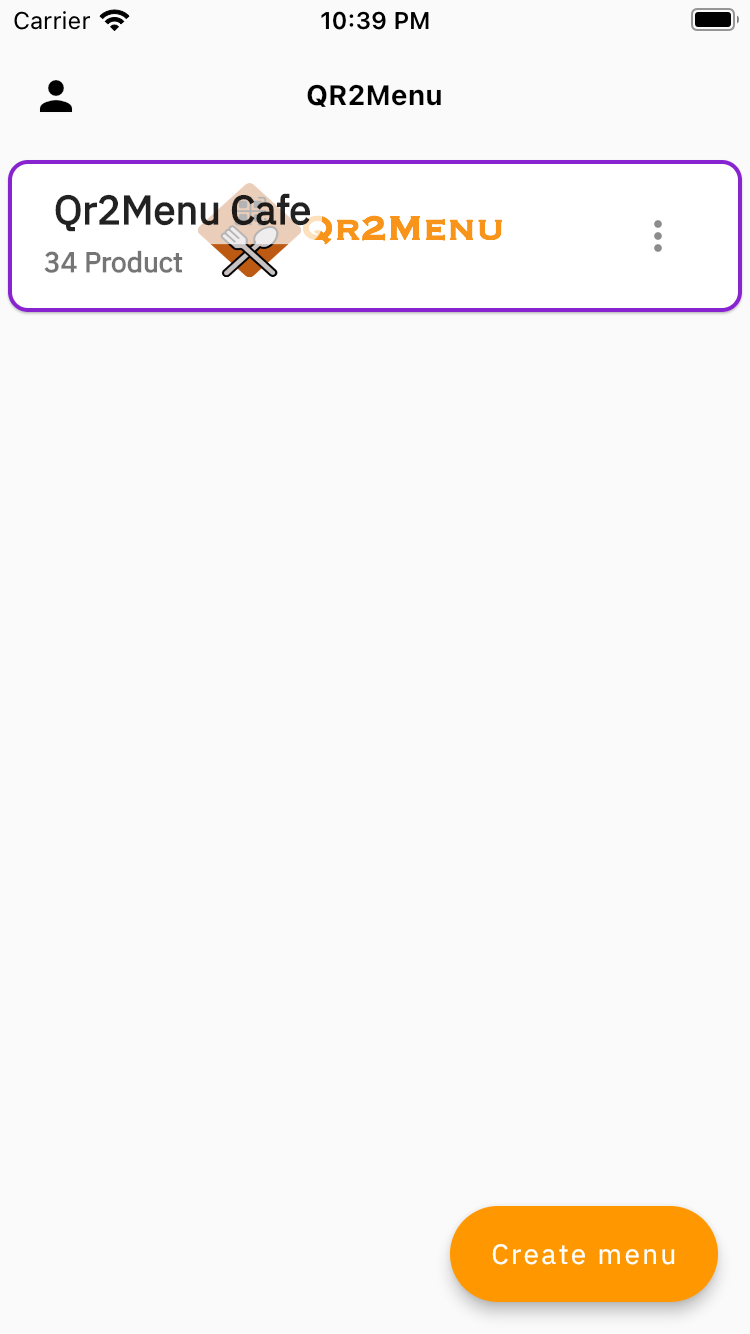 QR2Menu Category Selection